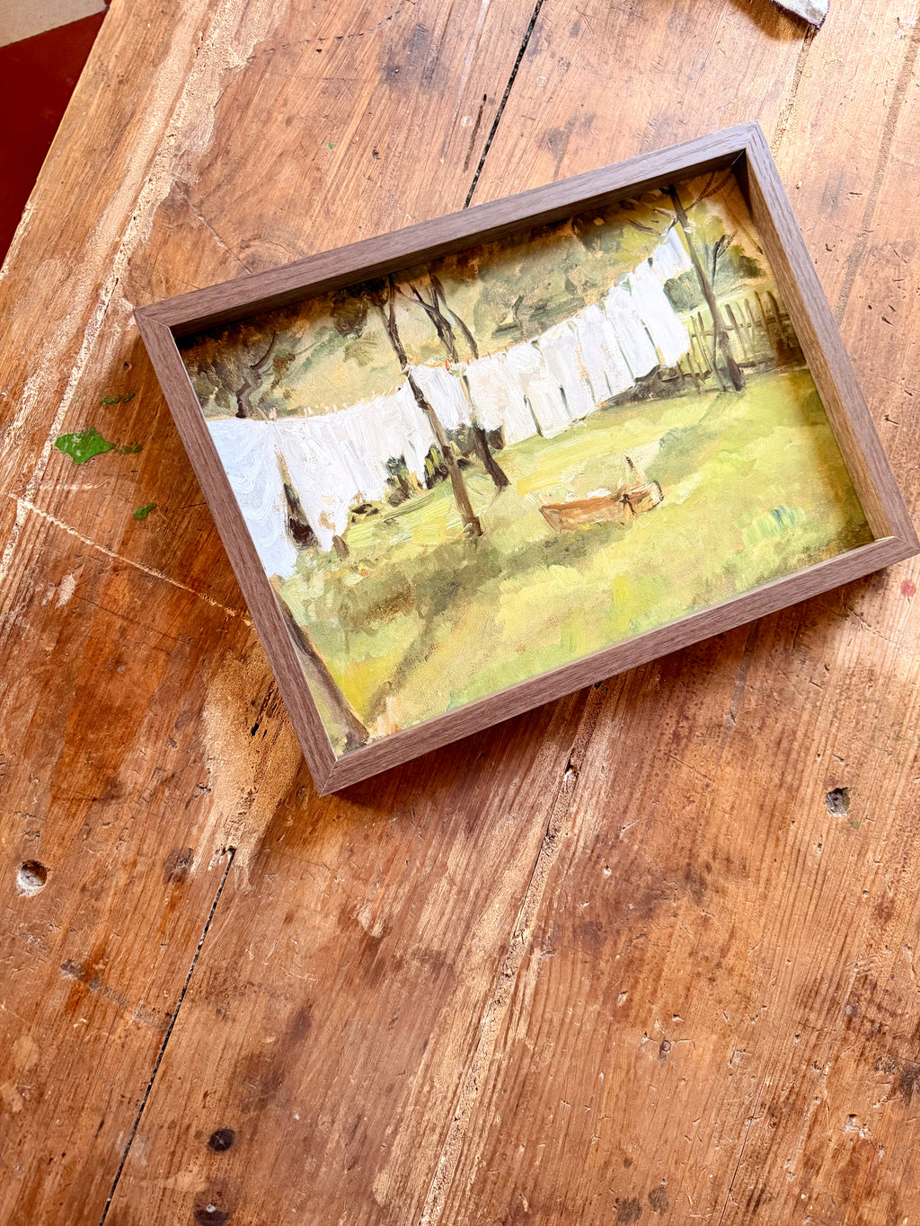 Tableau paysage – Le linge au jardin