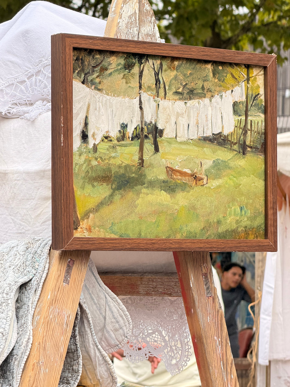 Tableau paysage – Le linge au jardin