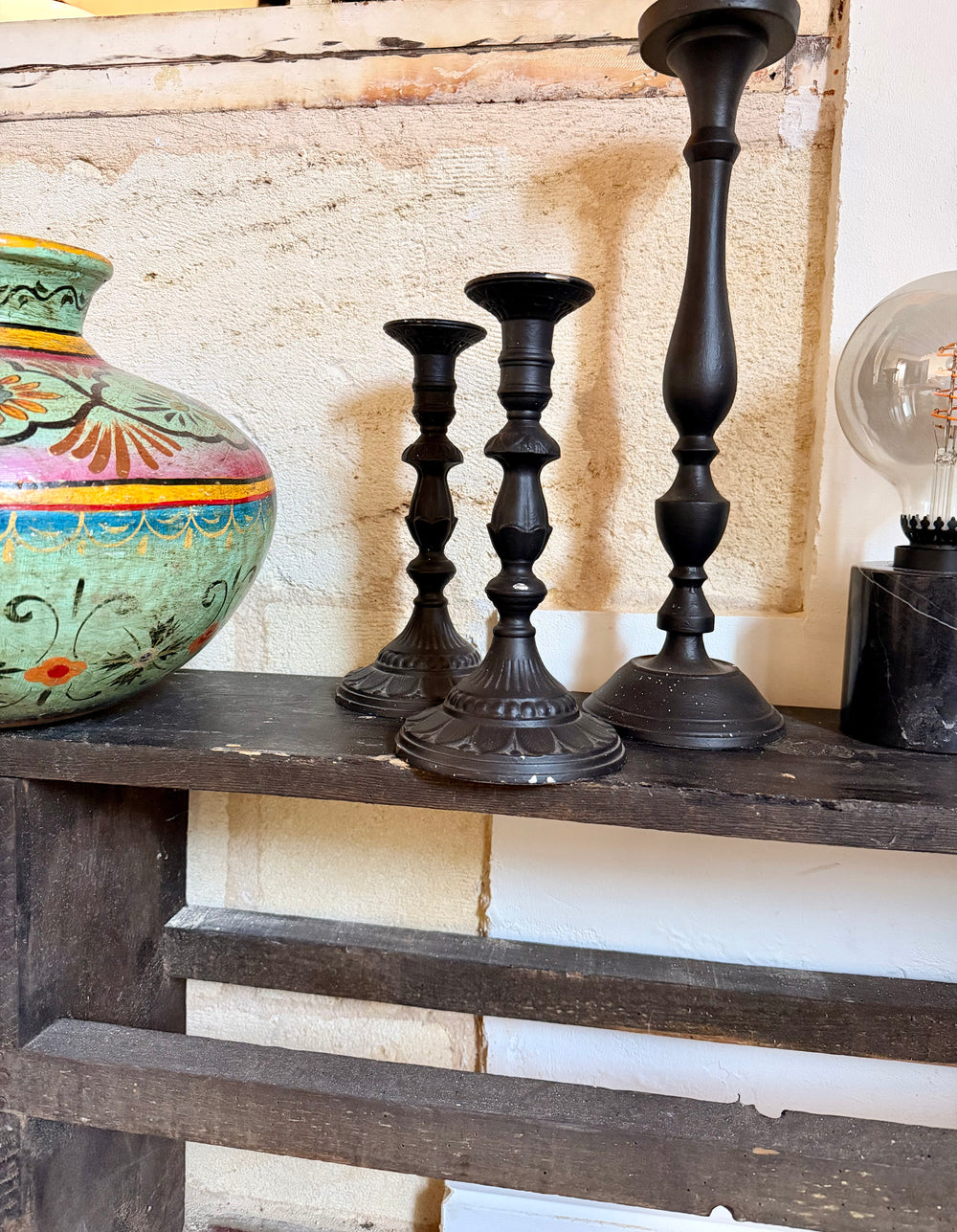 Ensemble de bougeoirs décoratifs en résine